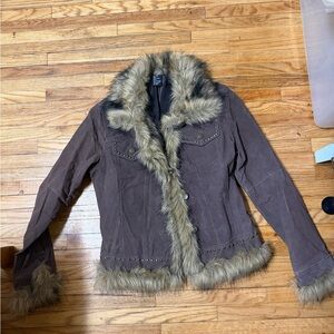 Rue21 Brown Teddy Jacket with Faux Fur Trim